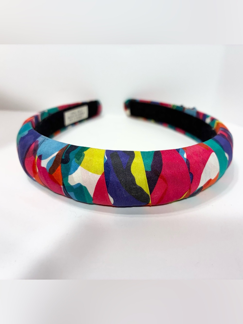 VTG Express SILK Padded Headband Abstract Multicolor Print 80s 90s Made in Korea